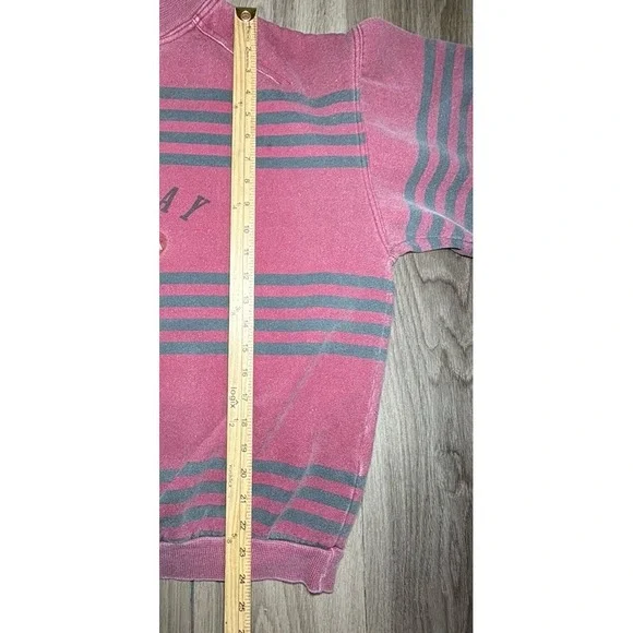 90s Vintage Union Bay Sweatshirt Size XL Maroon Stripe Hoodie Grunge Y2K Logo - Picture 7 of 9